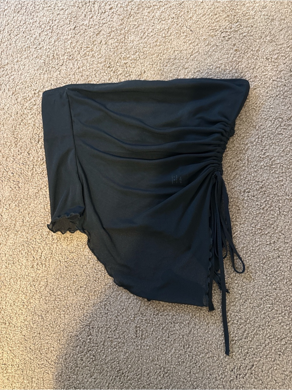 SHEIN Black Asymmetric Ruched Side-Tie Skirt